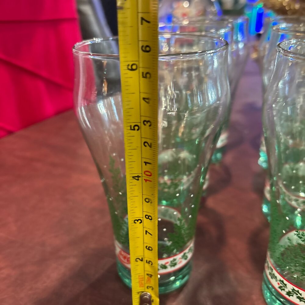 Set 12 Vintage Coca-Cola Christmas Tree Holly Glasses Coke - Picture 2 of 4